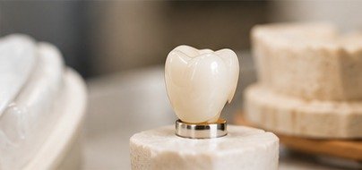 Close-up of a porcelain dental crown